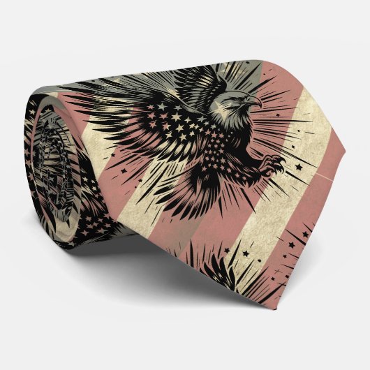 American Flag Grunge Bald Eagle Patriotic Krawatte (Gerollt)