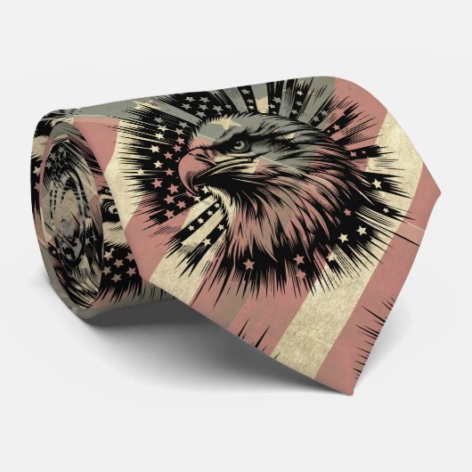 American Flag Grunge Bald Eagle Patriotic Krawatte (Gerollt)