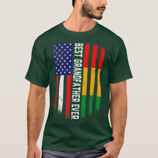 American Flag & Guinea Flag Best Grandfather Ever  T-Shirt