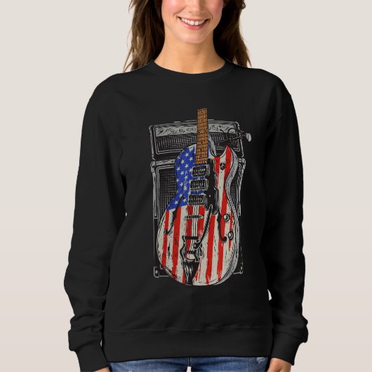 American Flag Guitar 4th of July Guitarist USA Cou Sweatshirt (Vorderseite)