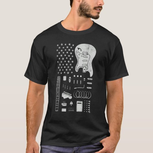 American Flag Guitar 4th of July Guitarist USA Cou T-Shirt (Vorderseite)