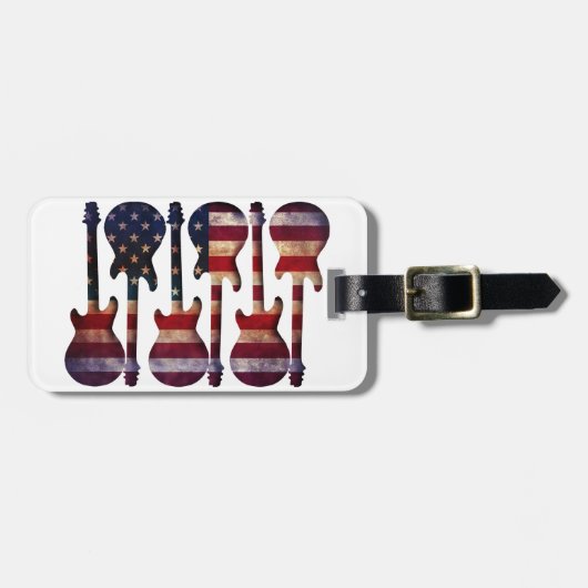 American Flag Guitar Art Gepäckanhänger (Vorderseite horizontal)