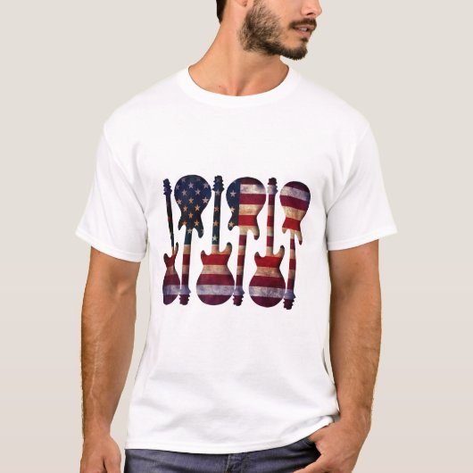 American Flag Guitar Art T-Shirt (Vorderseite)