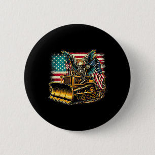 American Flag Halloween Skull Button