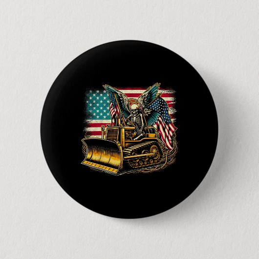 American Flag Halloween Skull Button (Vorderseite)