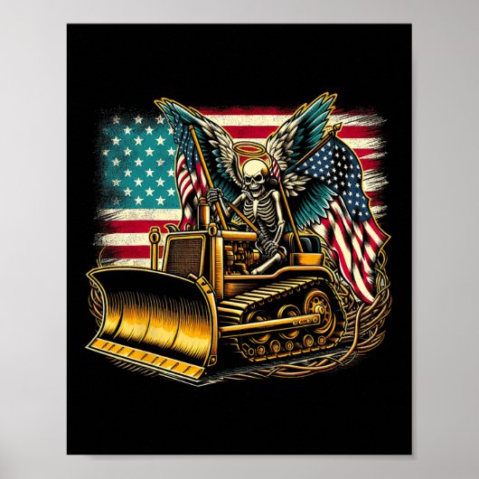 American Flag Halloween Skull Poster (Vorne)