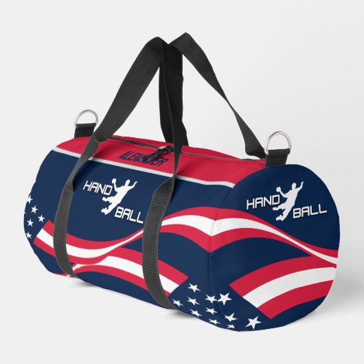 American Flag, Handball Player, Geburtstagsgeschen Duffle Bag (Linke Seite)