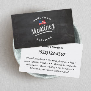 American Flag Handyman Carpentry Business Card Visitenkarte