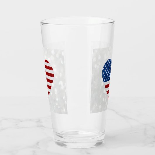 American Flag Heart 4. Juli Glitzer Glas (Links)