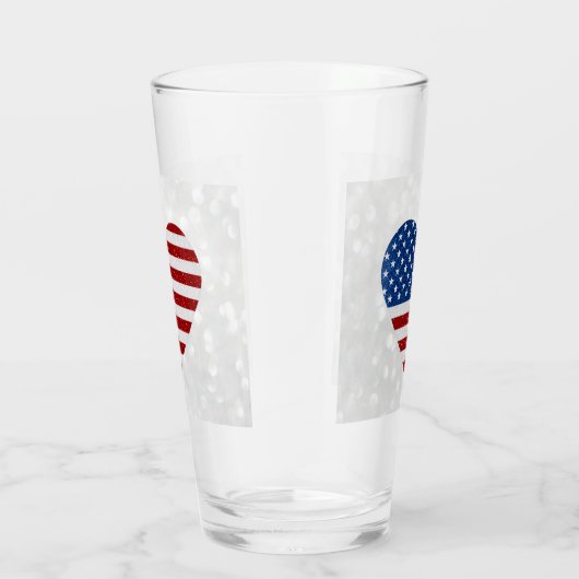 American Flag Heart 4. Juli Glitzer Glas (Rechts)
