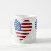 American Flag Heart 4. Juli Glitzer Kaffeetasse (Vorderseite Links)