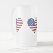 American Flag Heart 4. Juli Glitzer Mattglas Bierglas (Vorderseite Links)