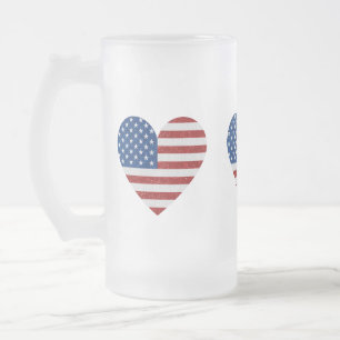 American Flag Heart 4. Juli Glitzer Mattglas Bierglas