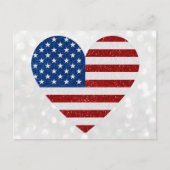 American Flag Heart 4. Juli Glitzer Postkarte (Vorderseite)