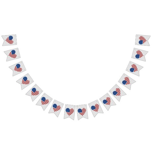 American Flag Heart 4. Juli Glitzer Wimpelkette (Alle)