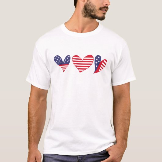 American Flag Heart 4th of July T-Shirt (Vorderseite)