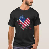 American Flag Heart 4th of July USA Love Patriotic T-Shirt (Vorderseite)