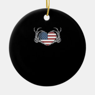 American Flag Heart Angepasst Keramik Ornament