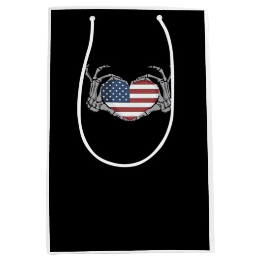 American Flag Heart Angepasst Mittlere Geschenktüte (Vorderseite)