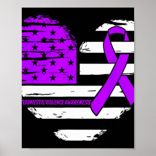 American Flag Heart Domestic Gewalt Awareness Ri Poster