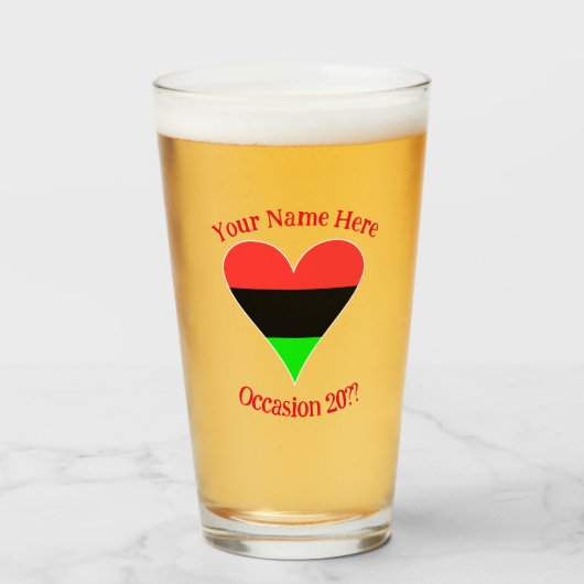 American Flag Heart Funky Personalisiert Glas (Vorne (Gefüllt))