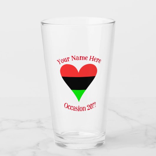 American Flag Heart Funky Personalisiert Glas (Vorderseite)