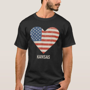 American Flag Heart Kansas 4. Juli Patriotic U T-Shirt