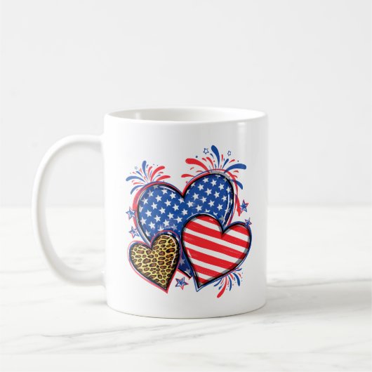 American Flag Heart Leopard Sublimation-64210 Kaffeetasse (Links)
