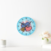 American Flag Heart Leopard Sublimation-64210 Runde Wanduhr (Zuhause)