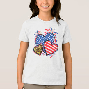 American Flag Heart Leopard Sublimierung-64210 Tri-Blend Shirt