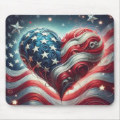 American Flag Heart Mouse Pad – Patriotic Desktop  Mousepad (Vorne)