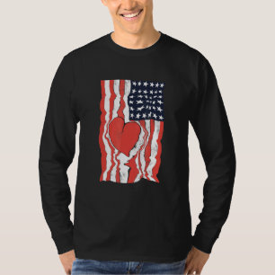 American Flag Heart Patriotic America T-Shirt