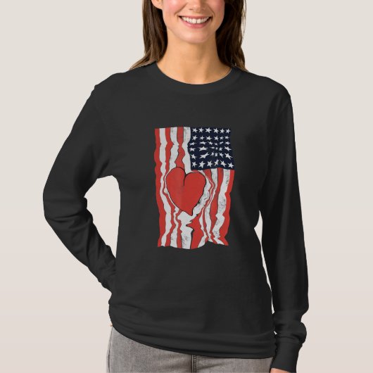 American Flag Heart Patriotic America T-Shirt (Vorderseite)