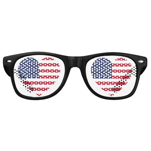 American Flag Heart Patriotic USA Partybrille (Vorderseite)