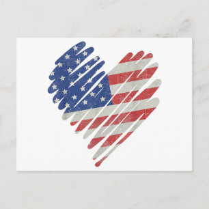 American Flag Heart Red White Blue Niedlich 4. Jul Feiertagspostkarte