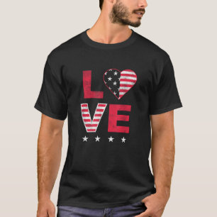 American Flag Heart Red White Blue Niedlich 4. Jul T-Shirt