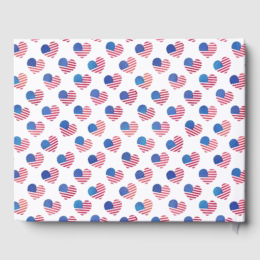 American Flag Heart Red White Blue Patriotic USA Gästebuch (Rückseite)
