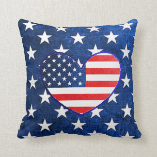 American Flag Heart Red White Blue Pillow Kissen