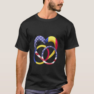 American Flag Heart Wedding Rings Rumänien T-Shirt