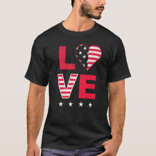 American Flag Heart White Blue Niedlich 4. Juli T-Shirt