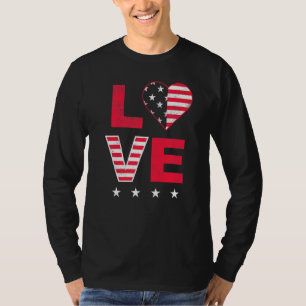 American Flag Heart White Blue Niedlich 4. Juli T-Shirt