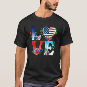 American Flag Heart White Blue Niedlich 4. Juli T-Shirt
