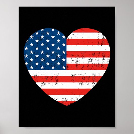 American Flag Herz 4. Juli USA Patriotic Poster (Vorne)