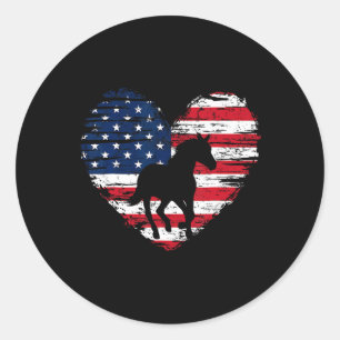 American Flag Herz 4. Juli USA Patriotic Prid Runder Aufkleber