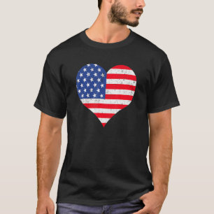 American Flag Herz 4. Juli USA Patriotic Prid T-Shirt