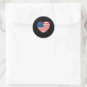 American Flag Herz 4. Juli USA Patriotic Runder Aufkleber (Tasche)