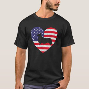 American Flag Herz Welsh Corgi 4. Juli USA Pa T-Shirt