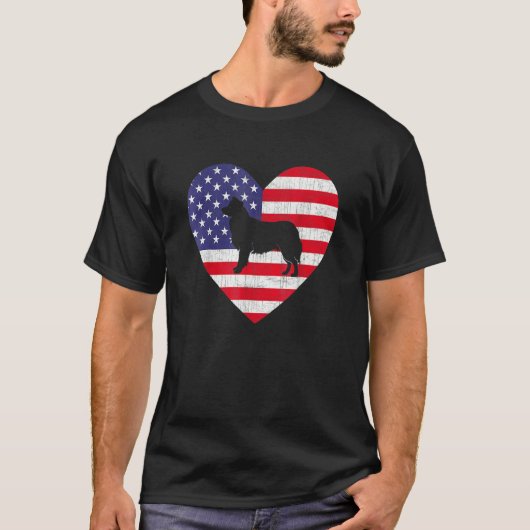 American Flag Herzog Collie Hund 4. Juli T-Shirt (Vorderseite)