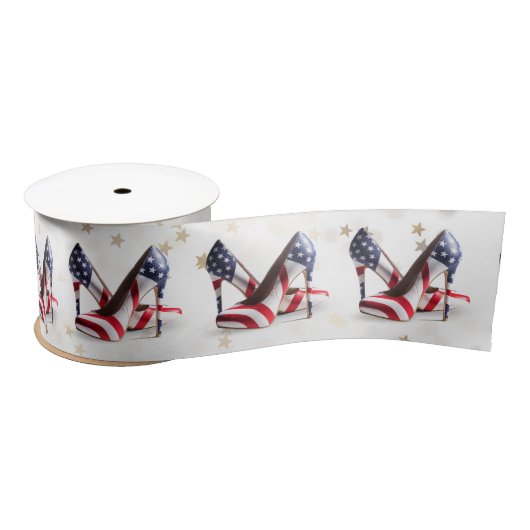 American Flag High Heel Shoes on Stars Satinband (Spule)