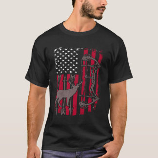 American Flag Hirsch Bow Jagen T-Shirt